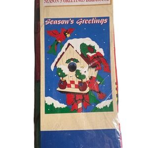 Vintage 1999 Seasons Greetings‎ Birdhouse Decorative 29"x40" Flag Christmas